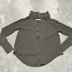 We the Free People Shirt Womens Small Anakin Thermal Gray Oversized Boho Knit